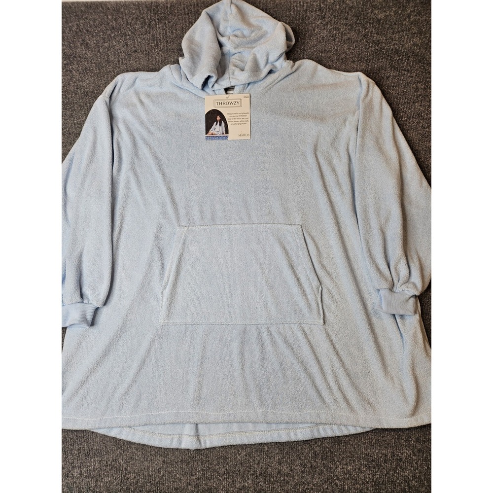 Throwzy Marlo Lorenz Hooded Terrycloth Pullover One Size Oversize L/S Cover Up